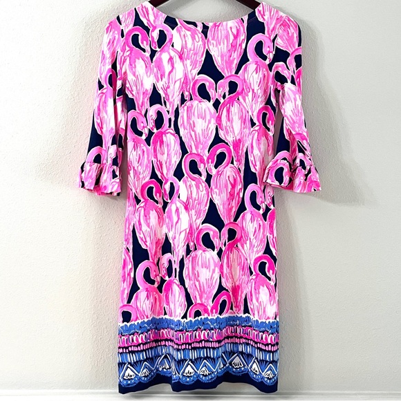 NWOT Lilly Pulitzer Sophie Ruffle Dress Pink Flamingo High Tide UPF 50 - Picture 6 of 10